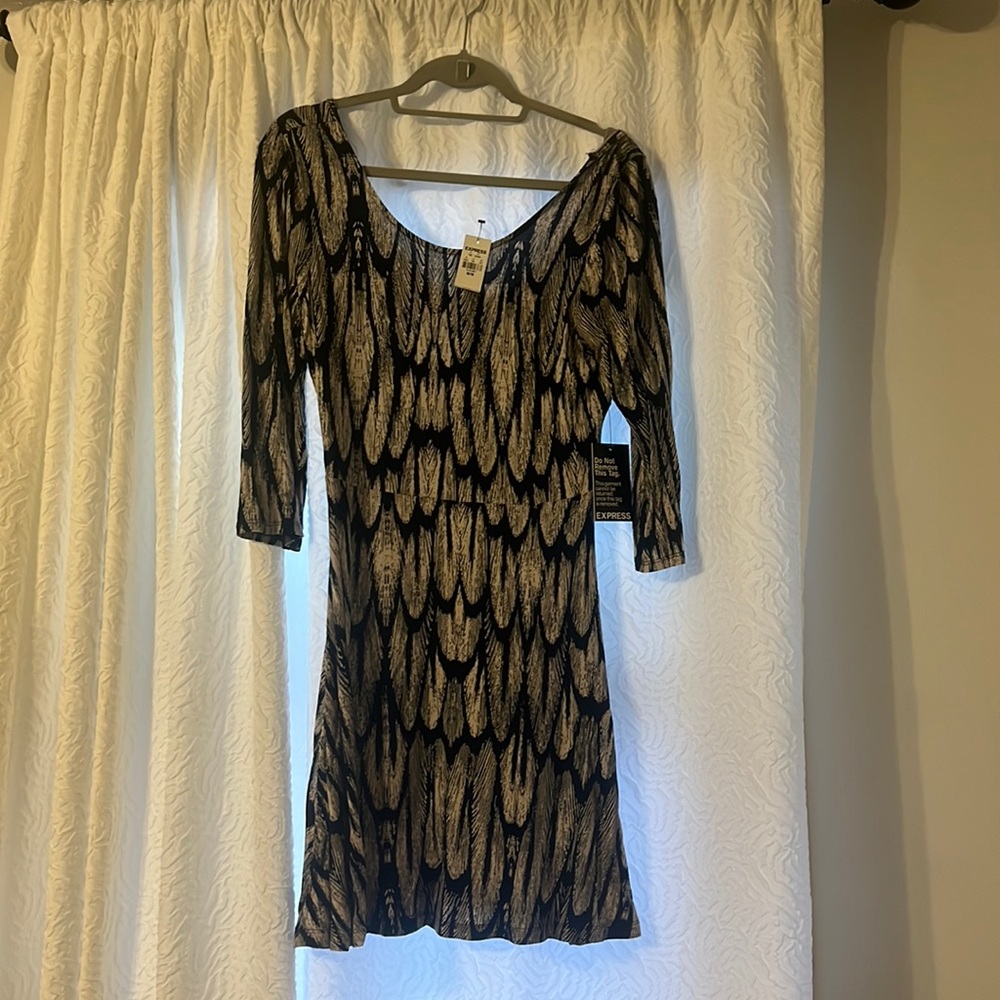 Express black and white pattern dress